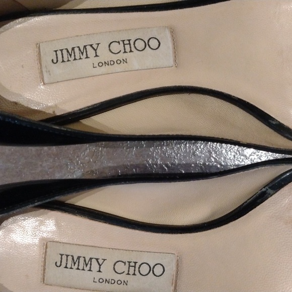 Jimmy Choo black patent leather peep toe heel pump size 35 - Picture 2 of 12
